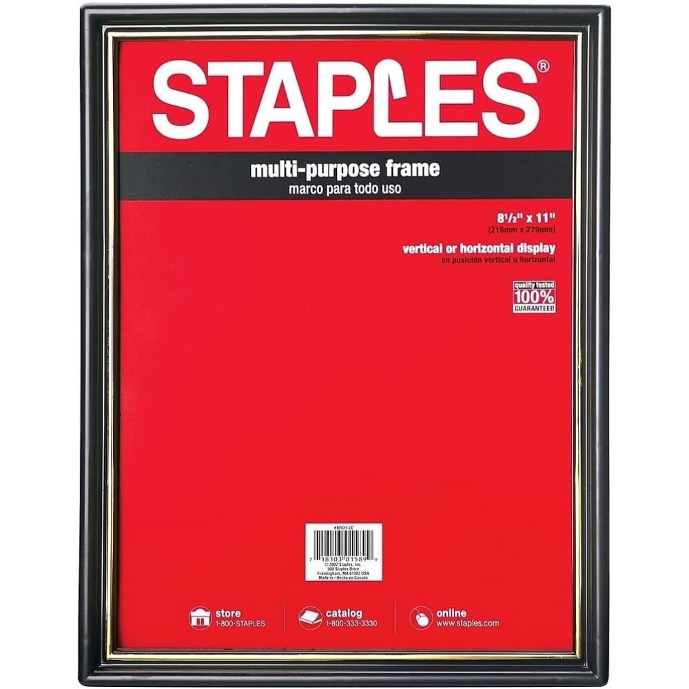 All-Purpose Black Gold Trimmed Frame 8 1/2-Inch X 11-Inch STAPLES 507954